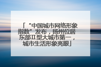 “中国城市网络形象指数”发布，扬州位居东部Ⅱ型大城市第一，城市生活形象亮眼