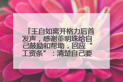 王自如离开格力后首发声，感谢董明珠给自己鼓励和帮助，回应“工资条”：清楚自己要什么，工资条不重要