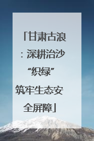 甘肃古浪：深耕治沙“织绿” 筑牢生态安全屏障