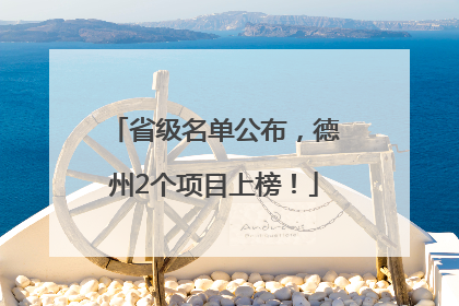 省级名单公布，德州2个项目上榜！
