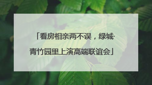 看房相亲两不误，绿城·青竹园里上演高端联谊会
