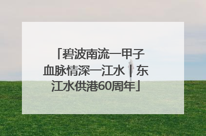 碧波南流一甲子 血脉情深一江水｜东江水供港60周年