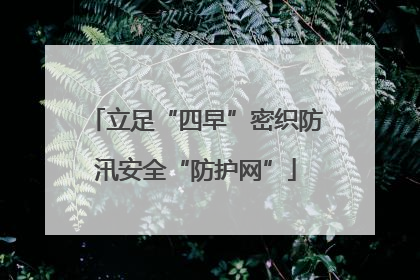 立足“四早”密织防汛安全“防护网”