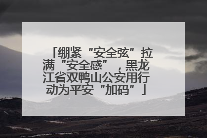 绷紧“安全弦”拉满“安全感”，黑龙江省双鸭山公安用行动为平安“加码”