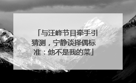 与汪峰节目牵手引猜测，宁静谈择偶标准：他不是我的菜