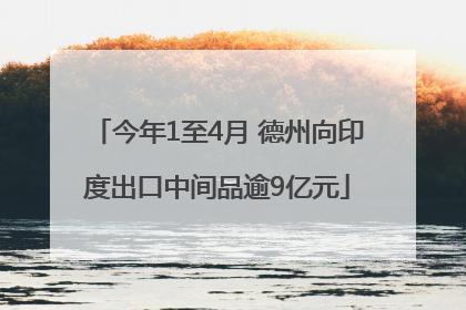 今年1至4月 德州向印度出口中间品逾9亿元