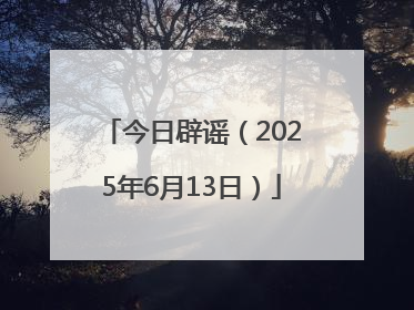 今日辟谣（2025年6月13日）