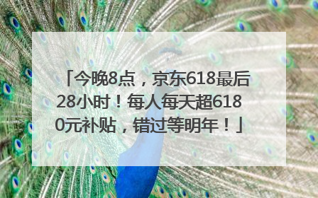 今晚8点，京东618最后28小时！每人每天超6180元补贴，错过等明年！