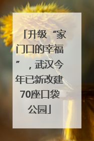 升级“家门口的幸福”，武汉今年已新改建70座口袋公园