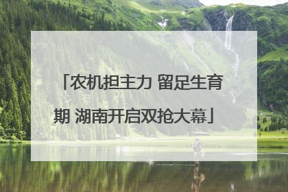 农机担主力 留足生育期 湖南开启双抢大幕