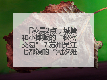 凌晨2点，城管和小摊贩的“秘密交易”？苏州吴江七都镇的“潮汐摊区”让城市管理有了人情味
