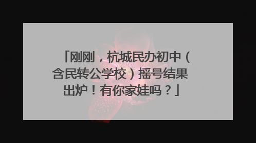 刚刚，杭城民办初中（含民转公学校）摇号结果出炉！有你家娃吗？