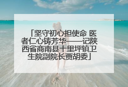 坚守初心担使命 医者仁心铸芳华——记陕西省商南县十里坪镇卫生院副院长贾胡委