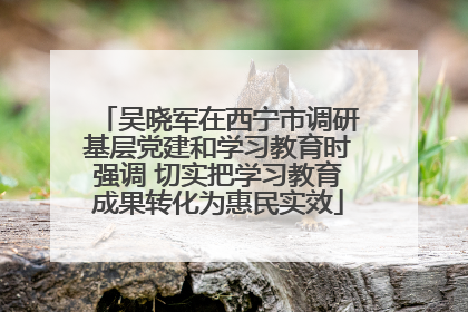 吴晓军在西宁市调研基层党建和学习教育时强调 切实把学习教育成果转化为惠民实效