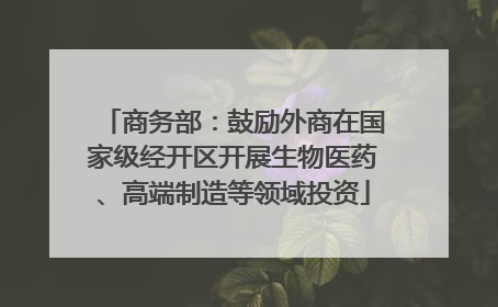 商务部：鼓励外商在国家级经开区开展生物医药、高端制造等领域投资