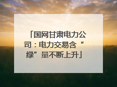 国网甘肃电力公司：电力交易含“绿”量不断上升