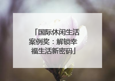 国际休闲生活案例奖：解锁幸福生活新密码