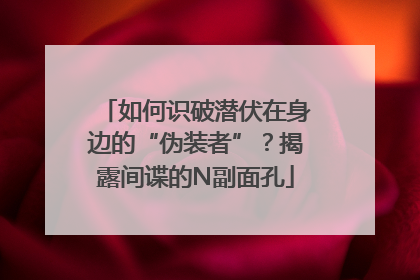 如何识破潜伏在身边的“伪装者”？揭露间谍的N副面孔