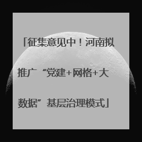 征集意见中！河南拟推广“党建+网格+大数据”基层治理模式
