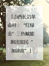 山西长治革命村：“红绿金”三色赋能 跑出富民“加速度”