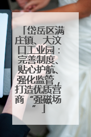 岱岳区满庄镇、大汶口工业园：完善制度、贴心护航、强化监管，打造优质营商“强磁场”