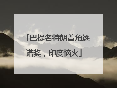 巴提名特朗普角逐诺奖，印度恼火