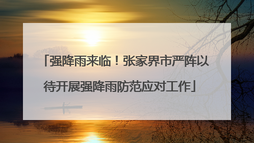 强降雨来临！张家界市严阵以待开展强降雨防范应对工作