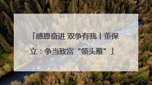 感恩奋进 双争有我丨董保立：争当致富“领头雁”