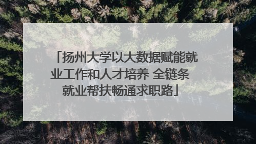 扬州大学以大数据赋能就业工作和人才培养 全链条就业帮扶畅通求职路