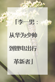 李一男：从华为少帅到锂电出行革新者