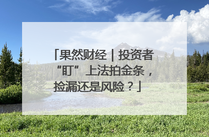 果然财经｜投资者“盯”上法拍金条，捡漏还是风险？