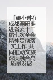 施小琳在成都调研推进省委十二届七次全会精神贯彻落实工作 共同推动文旅深度融合高质量发展 加快打造支柱产业民生产业幸福产业