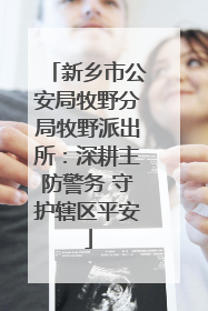 新乡市公安局牧野分局牧野派出所：深耕主防警务 守护辖区平安