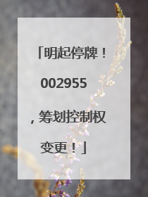 明起停牌！002955，筹划控制权变更！