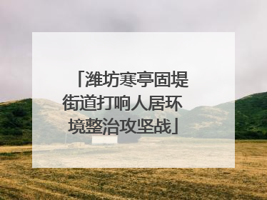 潍坊寒亭固堤街道打响人居环境整治攻坚战
