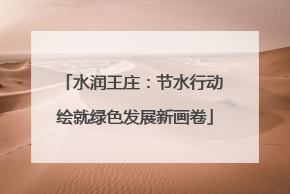 水润王庄：节水行动绘就绿色发展新画卷