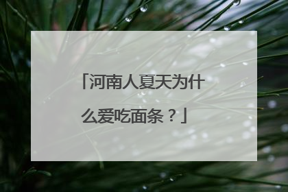 河南人夏天为什么爱吃面条？
