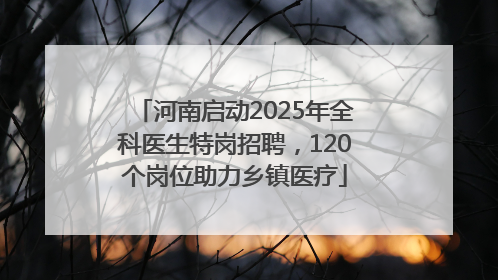 河南启动2025年全科医生特岗招聘，120个岗位助力乡镇医疗