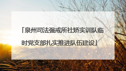 泉州司法强戒所社矫实训队临时党支部扎实推进队伍建设
