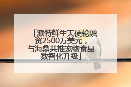 派特鲜生天使轮融资2500万美元，与海鼎共推宠物食品数智化升级
