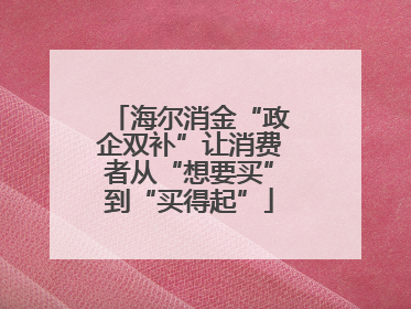 海尔消金“政企双补”让消费者从“想要买”到“买得起”