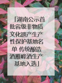 湖南公示首批省级非物质文化遗产生产性保护基地名单 传统酿造酒雁峰酒生产基地入选
