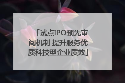 试点IPO预先审阅机制 提升服务优质科技型企业质效