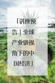 讲座预告｜全球产业链视角下的中国经济