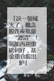 这一领域火了，概念股连夜批量“澄清”！氢能再迎重磅利好，基金重仓股出炉