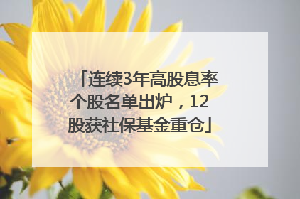 连续3年高股息率个股名单出炉，12股获社保基金重仓