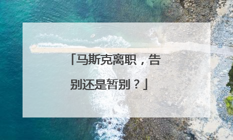 马斯克离职，告别还是暂别？