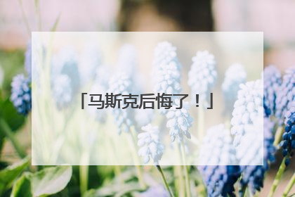 马斯克后悔了！
