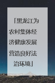 黑龙江为农村集体经济健康发展营造良好法治环境